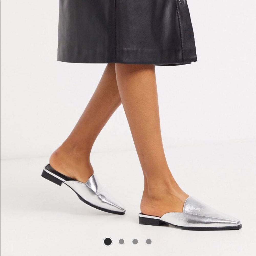 ASOS Design Maximus flat mules in silver
